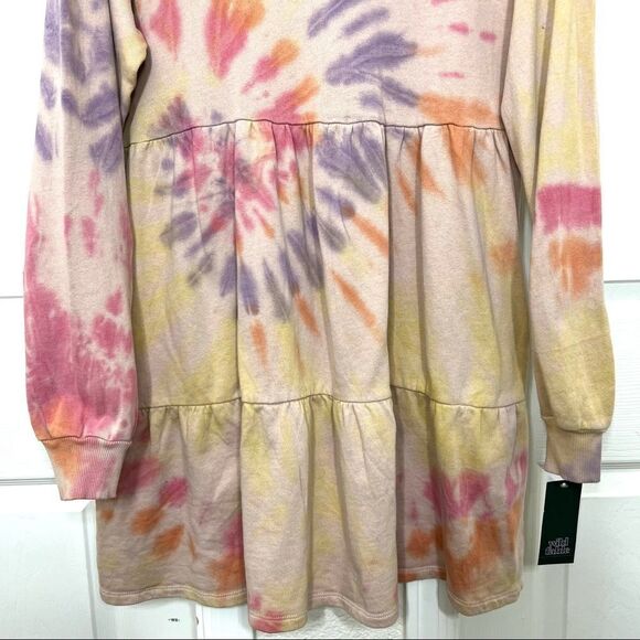 Wild Fable Tie Dye Dress Sweatshirt Mock Neck Long sleeve Pink Purple Small NWT - Picture 7 of 14